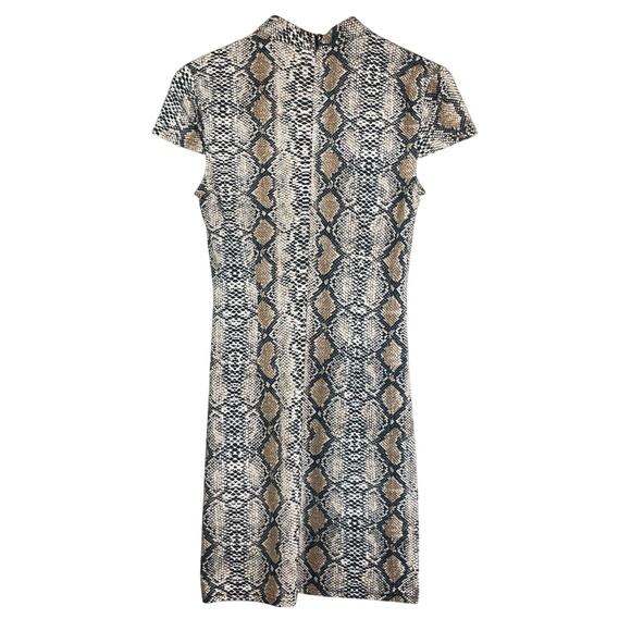 I.AM.GIA Snakeskin Form Fitting Short Cap Sleeves Band Collar Zip Up Mini Dress - Picture 8 of 11